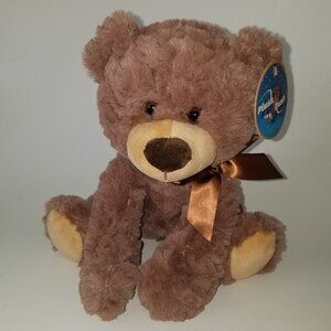 NWT Plush In A Rush Brown Teddy Bear Plush 10" Stuffed Animal Toy Bow Gift Lovey